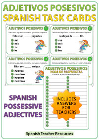 Spanish Task Cards - Los Adjetivos Posesivos - Spanish Possessive Adjectives Spanish Task Cards - Los Adjetivos Posesivos - Spanish Possessive Adjectives