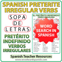 Spanish Preterite - Irregular Verbs Word Search - Pretérito Indefinido Spanish Preterite - Irregular Verbs Word Search - Pretérito Indefinido