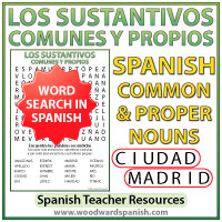 Sopa de letras de los sustantivos comunes y propios Sopa de letras de los sustantivos comunes y propios